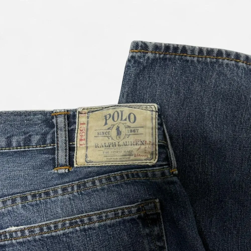 Vintage Polo Ralph Lauren Co. Blue Denim Jeans 38x34 Straight Leg Mens